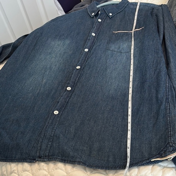 Adam Levin Men's Dark Wash Blue Denim Long Sleeve Button Down Casual Shirt Large - Picture 9 of 11